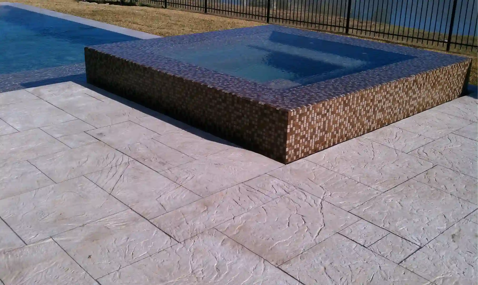 Stamped concrete near pool